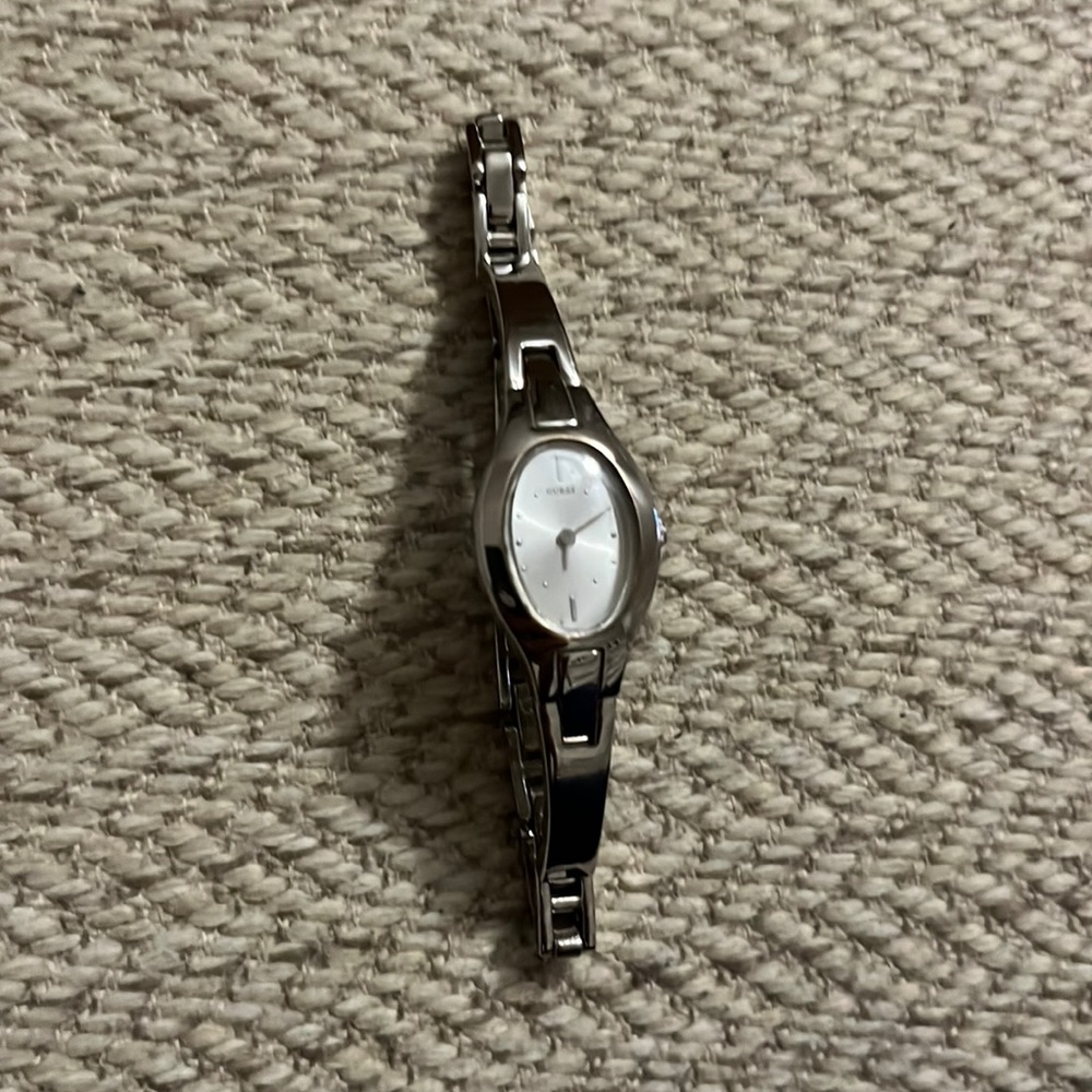 Silver water resistant Guess watch